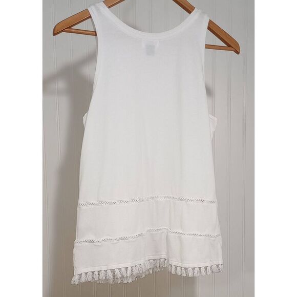 Old Navy white Fringy ,lace hem tank top size M - Picture 2 of 4